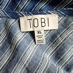 Tobi Dresses Tobi Blue Striped Mini Shift Dress Full Button